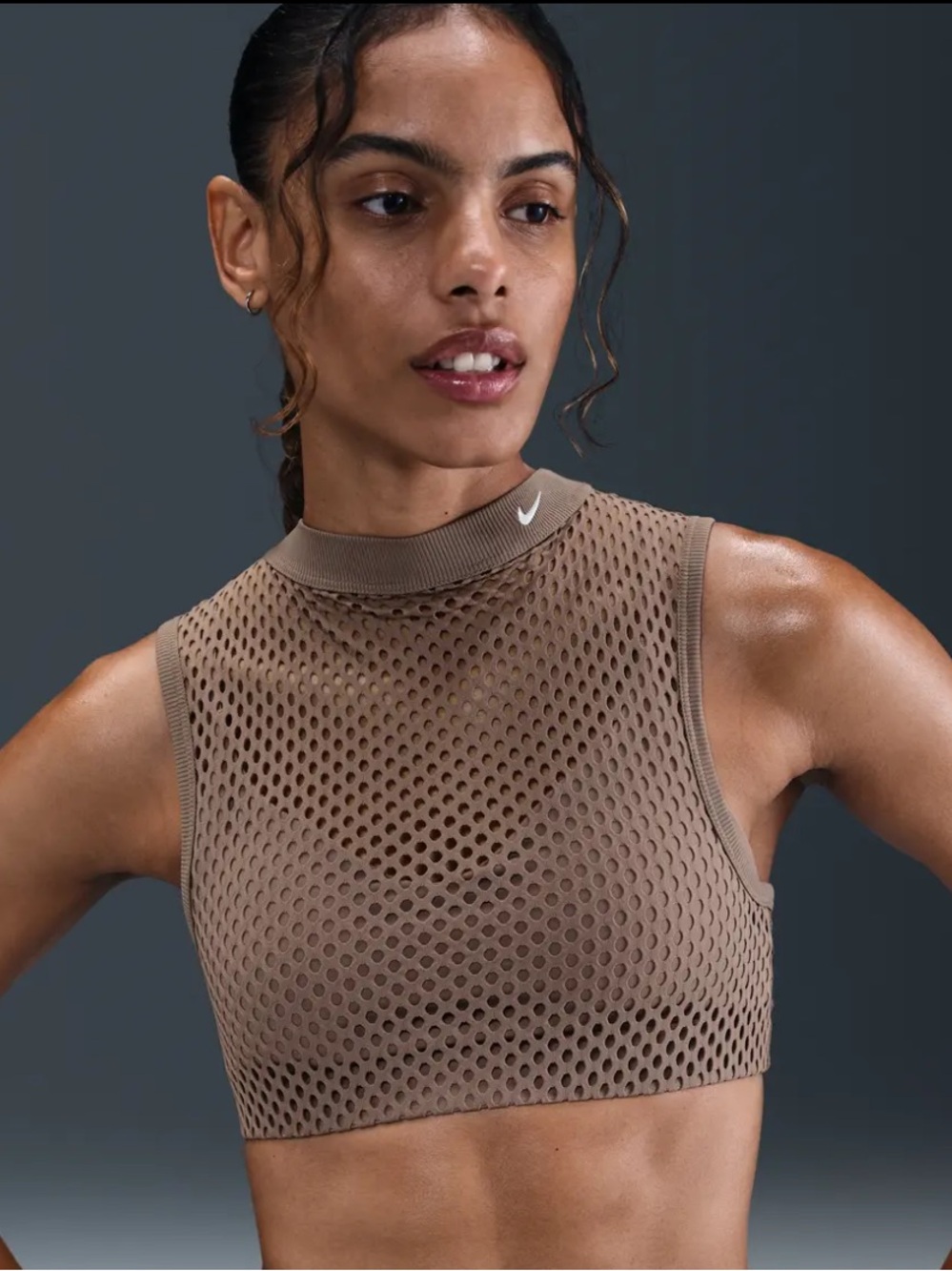 NWT Nike Indy Net Low Support Padded Sports Bra Mink Medium DriFit - Picture 2 of 7